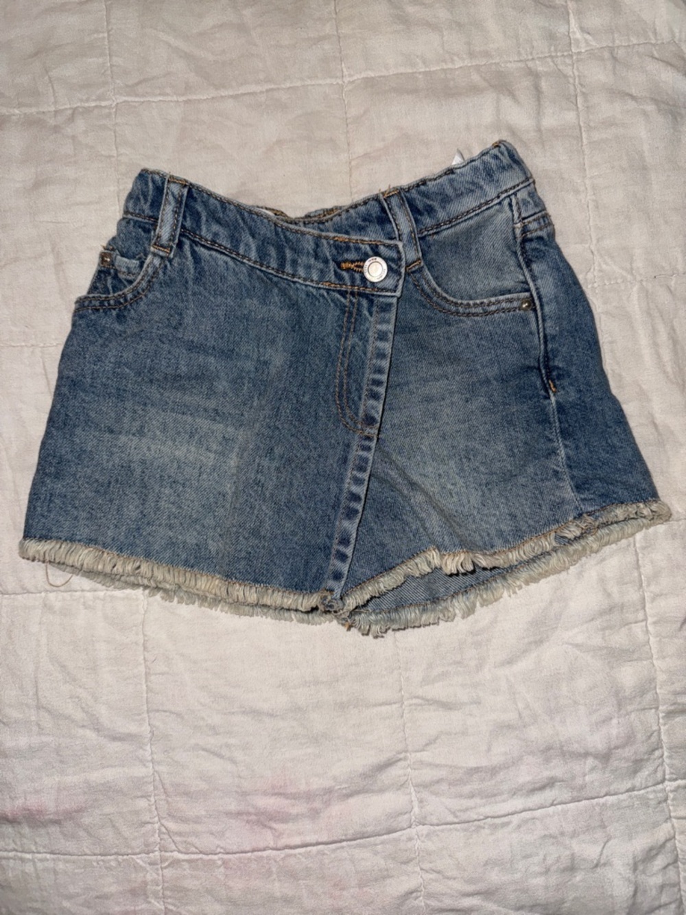 Zara Blue Denim Frayed Skort